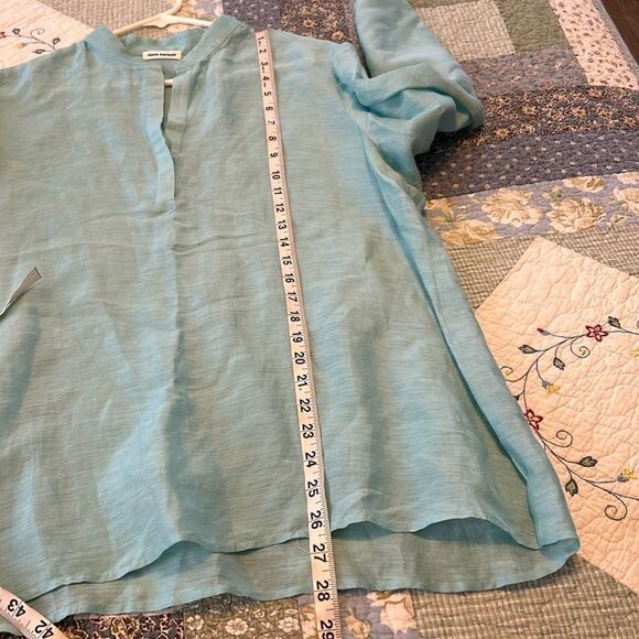 Organic by John Patrick 2 Piece Set Tunic Wide Leg Pant, 10, Turquoise - Picture 16 of 16